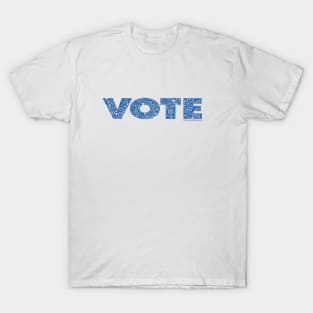 VOTE - Blue Distressed Circle Design T-Shirt